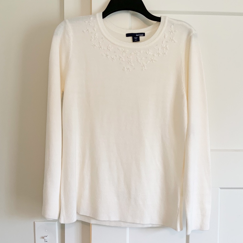 Basic Editions Ivory Sweater W/ Embellishments Si… - image 1